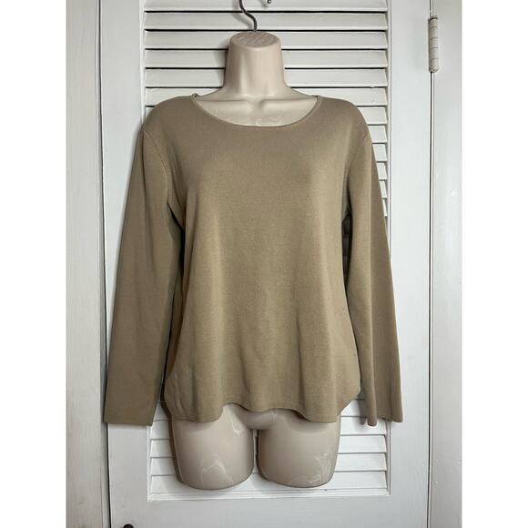 Chico's classic khaki silk blend sweater size 1 excellent transition  fall work - Picture 1 of 4